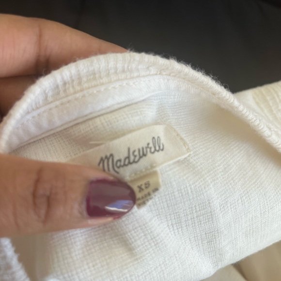 Madewell cotton blend blouse off shoulder cream beige casual - Picture 5 of 5